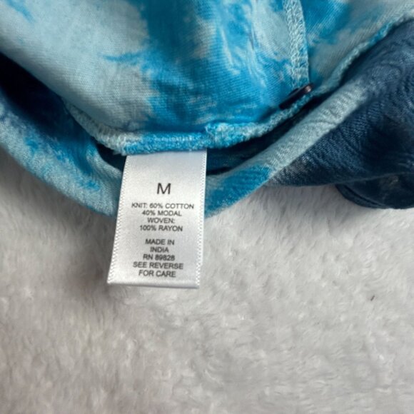 Logo Beach To Street Womens Tie-Dye Button-Down Tunic Top Medium Blue Artsy New - Picture 4 of 8
